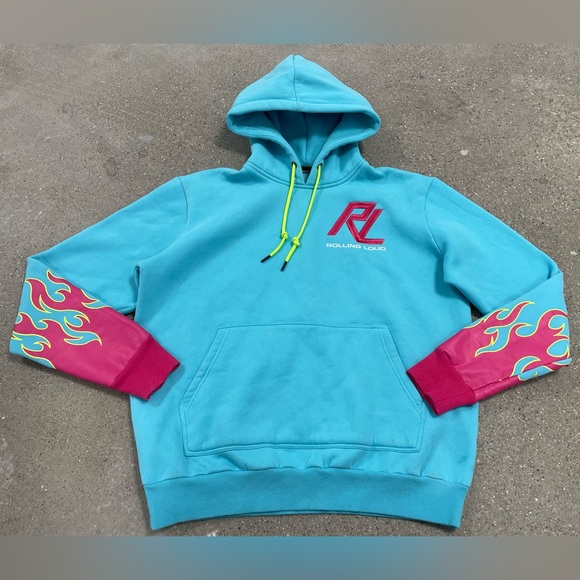 ROLLING LOUD MOTO RACING FLAMES FRENCH TERRY HOODIE size Medium - Picture 2 of 8
